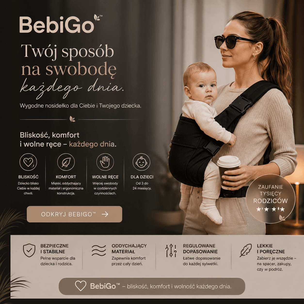 BebiGo™ - Wygodne nosidełko na każdy wspólny spacer!